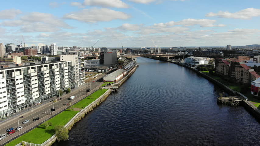 Aerial Pullback Revealing Glasgow