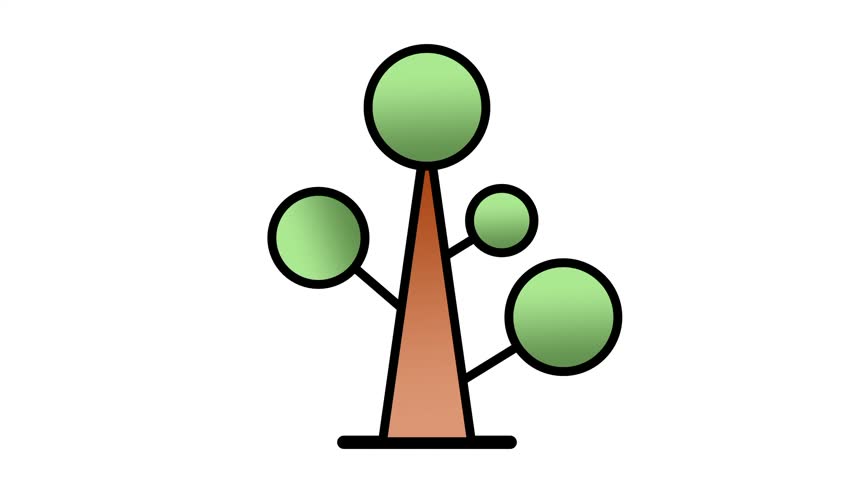 White banner showing a slender tree icon with a round green crown and several small leafy side branches growing from a thin brown vertical trunk now