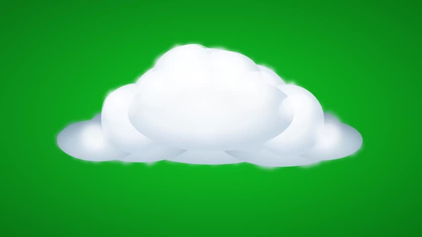 white cloud floating animatation video on green screen