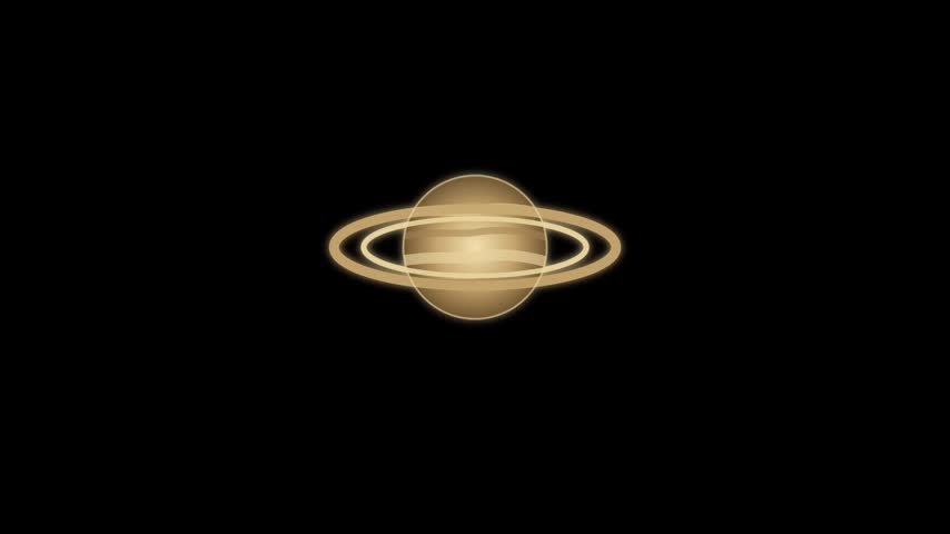 Animated Saturn Planet Icon Loop, Ringed Planet Space Science and Astronomy UI Element