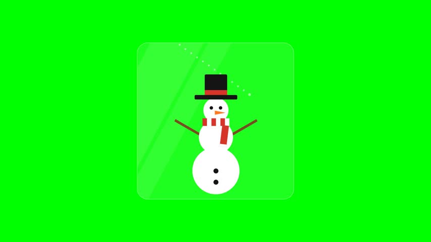 Snowman wearing hat and scarf on green background