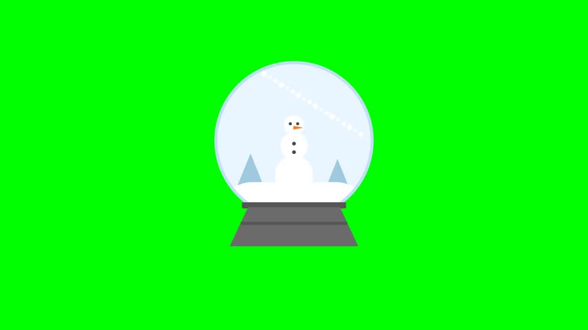 Snow globe with snowman inside on green background
