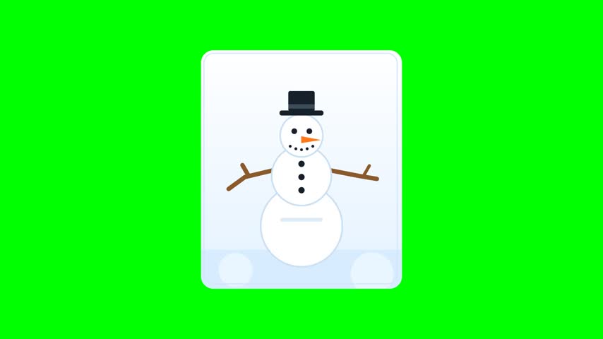 Snowman wearing top hat on green background