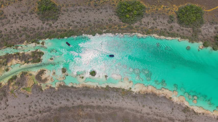 Crystal-clear natural current at Los Rápidos Bacalar, Mexico