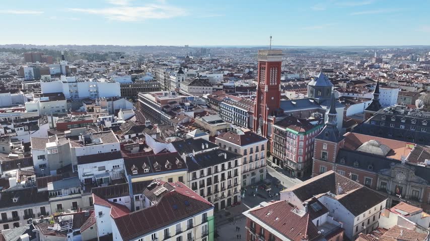 Madrid Skyline At Madrid In Comunidad De Madrid Spain. Medieval Buildings Scenery. Downtown Cityscape. Cultural Heritage Skyline. Madrid Skyline In Spain. Urban Scene.