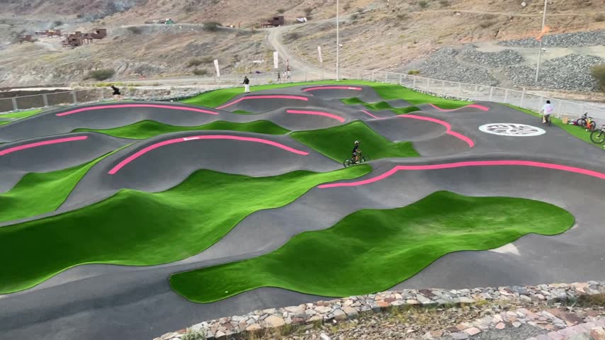 Bike pump track in a mountains