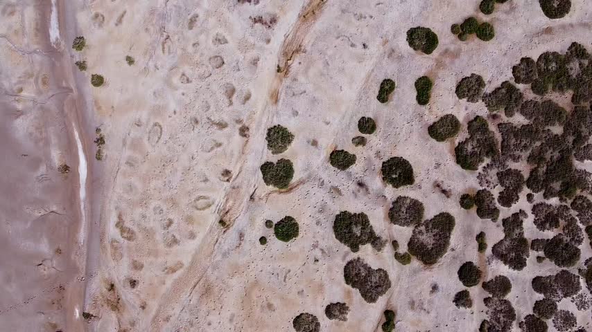 Aerial View of Elton Lake Salt Flats, Volgograd Region, Russia