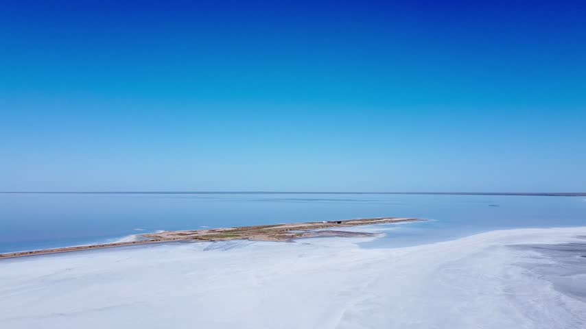 Aerial View of Elton Lake Salt Flats, Volgograd Region, Russia