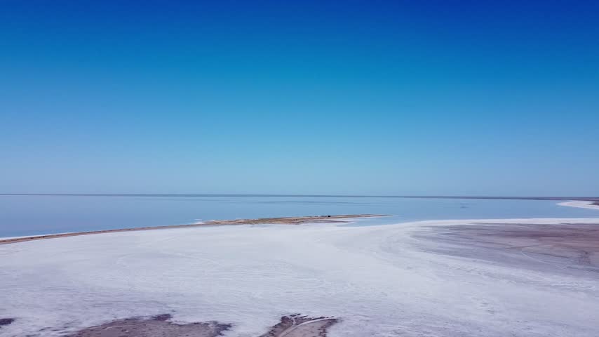 Aerial View of Elton Lake Salt Flats, Volgograd Region, Russia