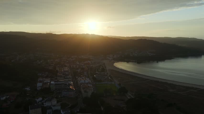 Aerial View over the Coastal Town, Ría Estuary, and Marina of Viveiro in Rías Altas, Galicia, Spain