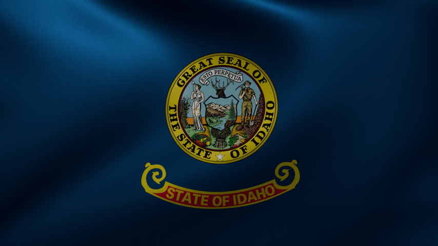 Animated flag of Idaho with fabric fluttering continuously in the wind. 3D Illustration