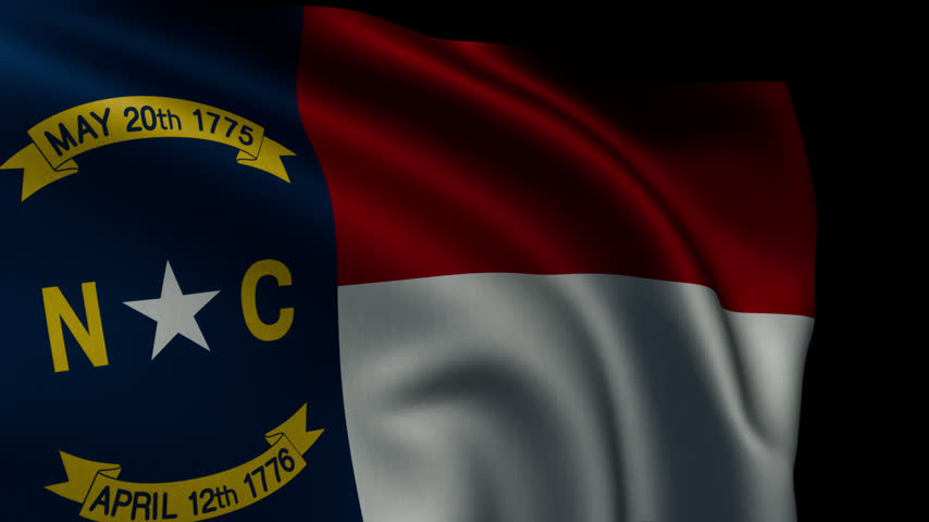 The flag of North Carolina moving gently in the wind on the alpha channel. 3D Illustration