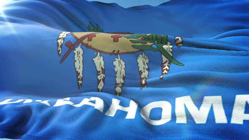 Zoom in Realistic Flag of Oklahoma 4K.