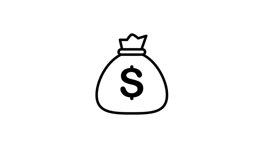 Simple Line Art Animation of a Money Bag Icon.