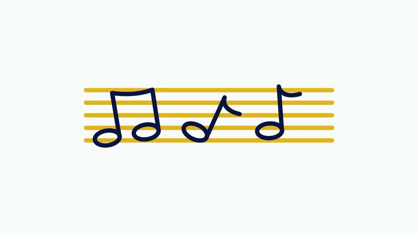 Simple line icon of musical notes resting neatly on staff lines representing music melody composition and songwriting in a clean flat outline style