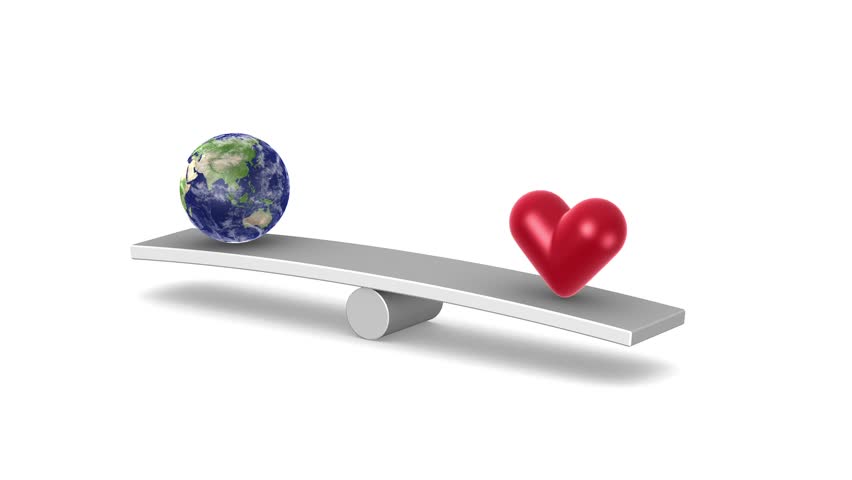 Earth and Hearth shape on seesaw (Looping Animation). Elements of this image