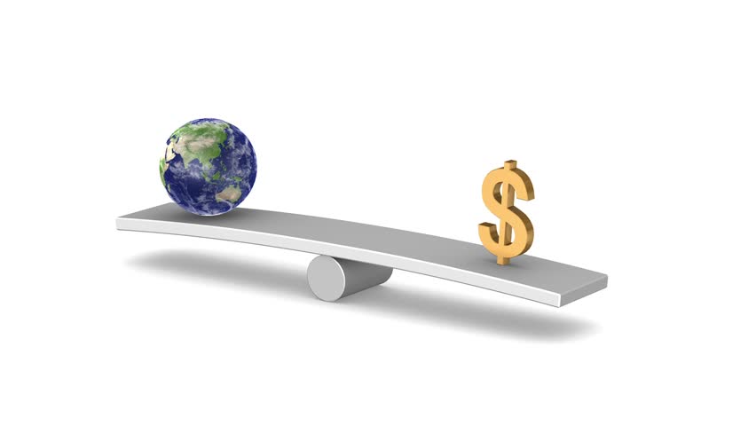Earth and on Dollar seesaw (Looping Animation). Elements of this image furnished