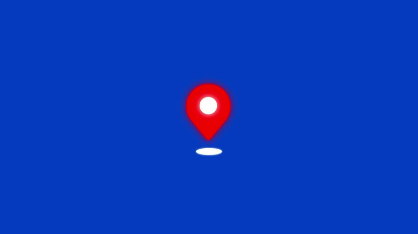 Red location pin icon on blue background