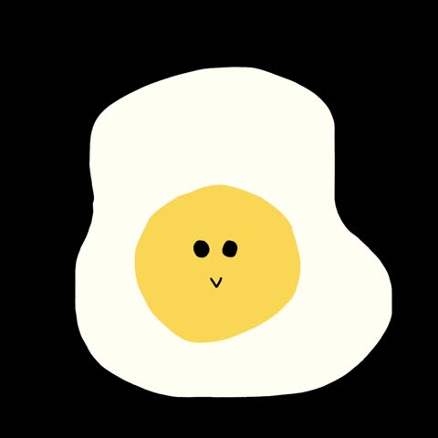 Cute Fried Egg Character with Happy Face