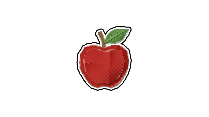 A simple flat vector illustration of a fresh red apple with a green leaf.