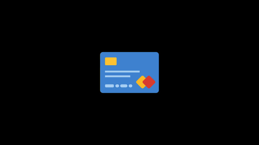 credit card animation. blue and yellow debit card