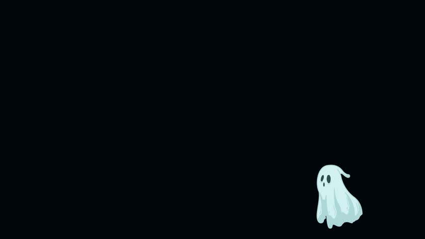 A simple and adorable vector illustration of a friendly white ghost floating against a solid black background. This clean minimalist design is ideal for Halloween-themed graphics social media icons children
