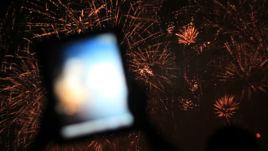 Firework, public, smartphones & tablets. Royalty-Free Stock Footage #4168705