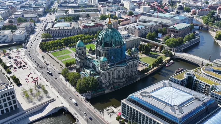 Berlin Cathedral In Berlin Capital City Of Germany. Downtown District. Medieval Buildings. Touristic Landscape. Berlin Cathedral In Berlin In Germany. Travel Destination. Beautiful Skyline.