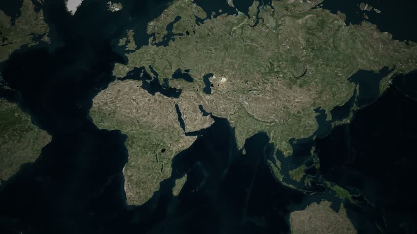 Satellite map zoom animation highlighting Al Ruwais Industrial City in Abu Dhabi, United Arab Emirates. Features regional borders, ideal for energy sector news, logistics, and documentaries.