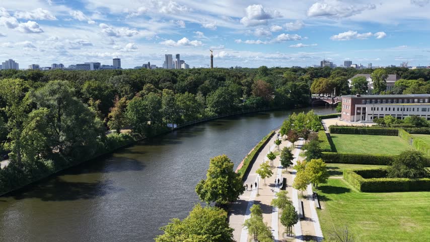 Berlin Skyline In Berlin Germany. City Life Landscape. Downtown District. Recreation Park Skyline. Berlin Skyline In Germany. Siegessaule Statue. Grove Park. Deutsch Tourism Landmark.
