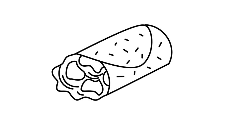 outline burrito mexican food animation
