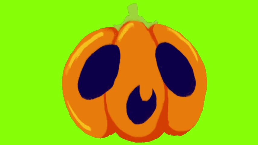Halloween pumpkin clipart isolated on a green screen background, featuring a festive pumpkin suitable for Halloween decorations, holiday graphics, party invitations, posters, social media content, greeting cards, advertising, and creative design projects.