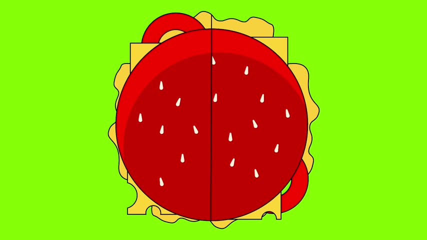 Delicious burger clipart isolated on a green screen background, featuring a classic hamburger suitable for fast food, restaurant menus, food advertising, delivery services, social media content, packaging, and creative design projects.