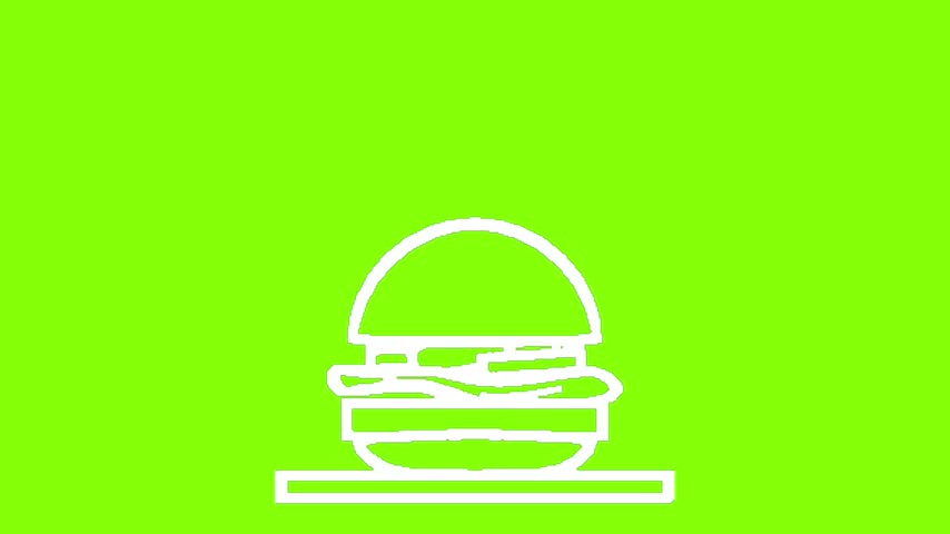 Delicious burger clipart isolated on a green screen background, featuring a classic hamburger suitable for fast food, restaurant menus, food advertising, delivery services, social media content, packaging, and creative design projects.