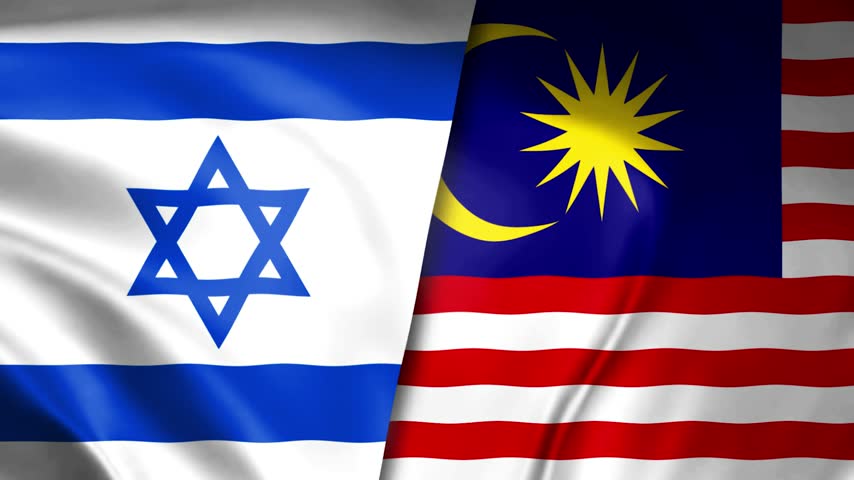 Israel vs Malaysia Flag Waving Cloth Motion Animation 4K
