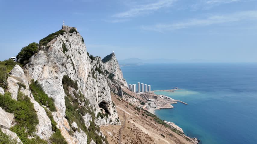 Rock of Gibraltar and Blue Sea from Scenic Viewpoint