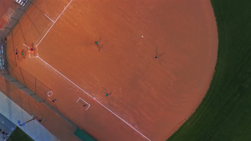 City of Golden Ulysses Sports Complex baseball softball diamond sports fields aerial drone birdseye view home run base running summer dusk evening under the lights Golden Colorado upwards motion