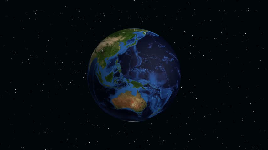 Digital earth rotates and zooms into Yekaterinburg Russia with informational text and location marker