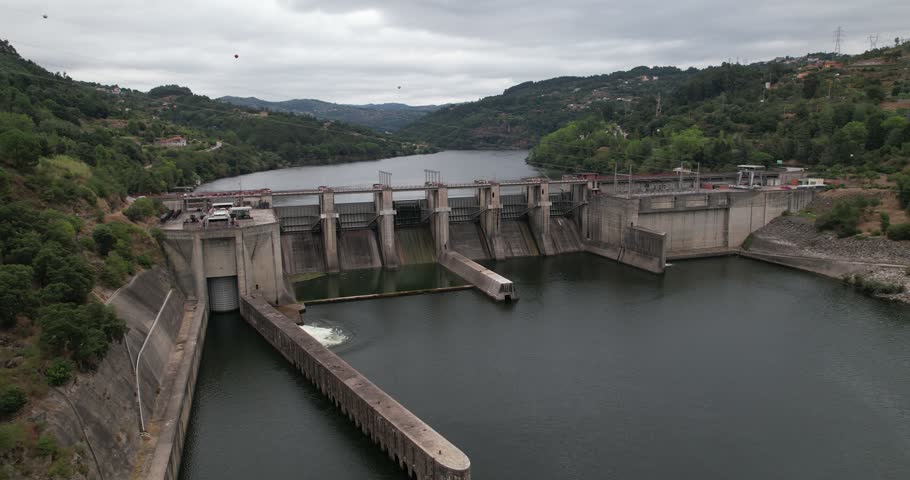 Dam in Douro River Aerial View