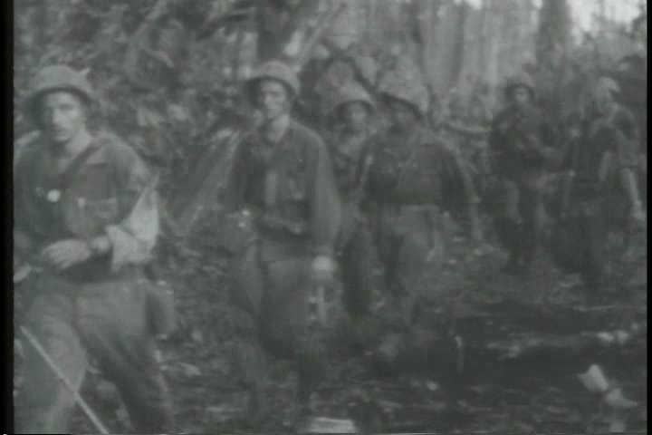 1940s - American troops take New Britain island during World War Two.