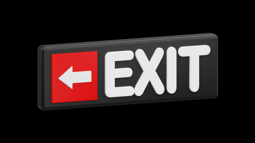 Emergency Exit Sign Board with Left Arrow | Alpha Channel