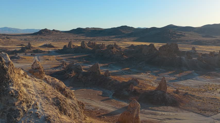 Aerial Trona Pinnacles California Desert Landscape Flyover