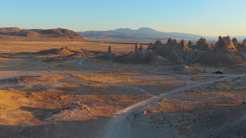 Aerial Trona Pinnacles California Desert Landscape Flyover