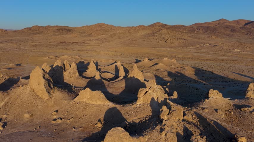Aerial Trona Pinnacles California Desert Landscape Flyover