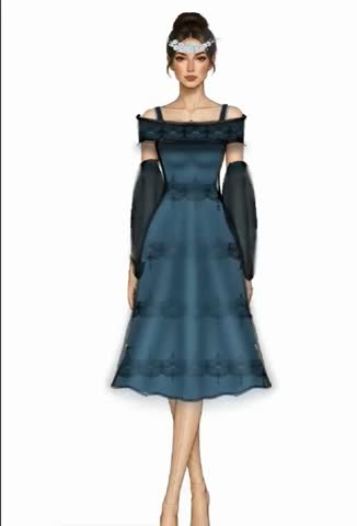 Navy Blue Mini Dress with Giant Floral Accent is a chic short fit and flare cocktail dress with a pleated dark navy skirt and a dramatic oversized bright blue flower centerpiece placed right at the bust with delicate sheer straps and a light flowing scarf detail trailing behind