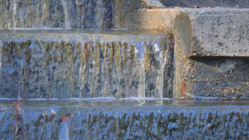 Water falling down rock steps