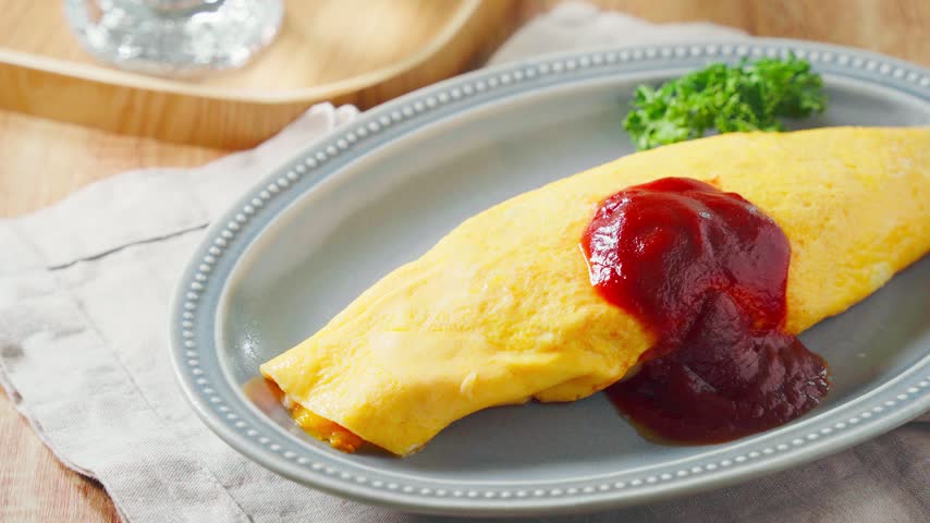 Simple Omelette Rice Topped with Ketchup