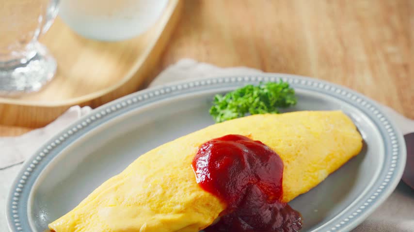 Simple Omelette Rice Topped with Ketchup