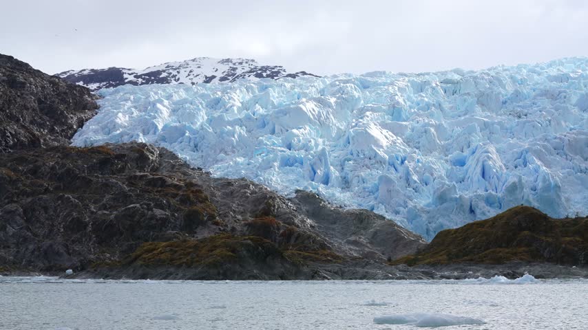 El Brujo Glacier, Southern Patagonia Ice Field, Chile. View From Sailing Boat