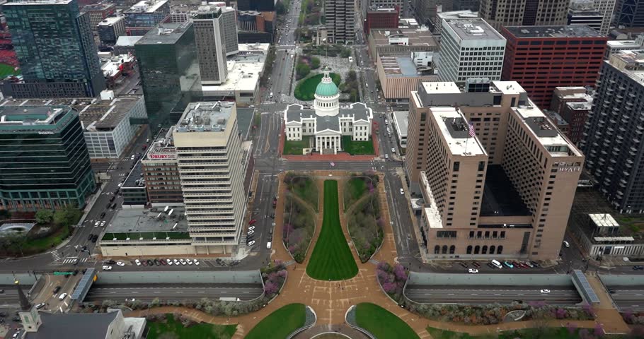 Downtown St. Louis, Missouri buildings seen from above